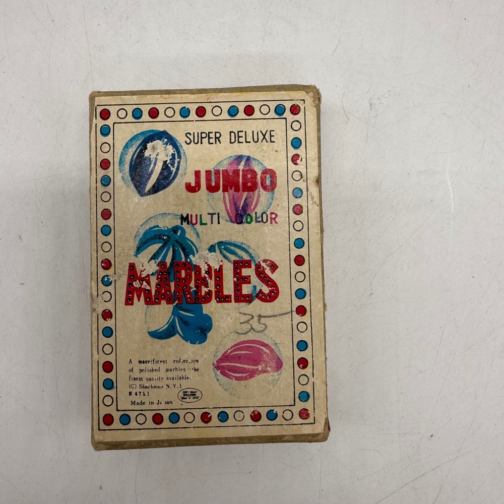 Shackman Jumbo Multi Color Marbles Vintage Made in Japan Boxed Set 5 Count
